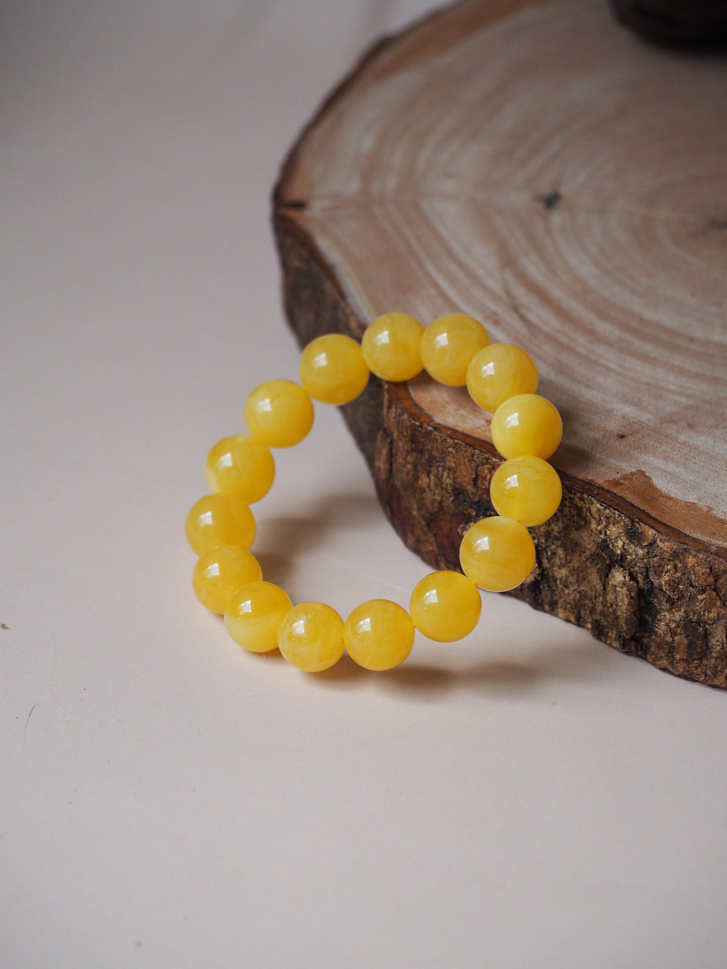 Natural Butterscotch Amber Beaded Bracelet 13mm + Certificate