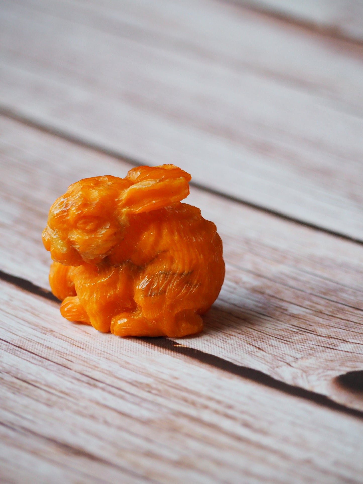 Handmade Amber Rabbit Sculpture in Old German Amber