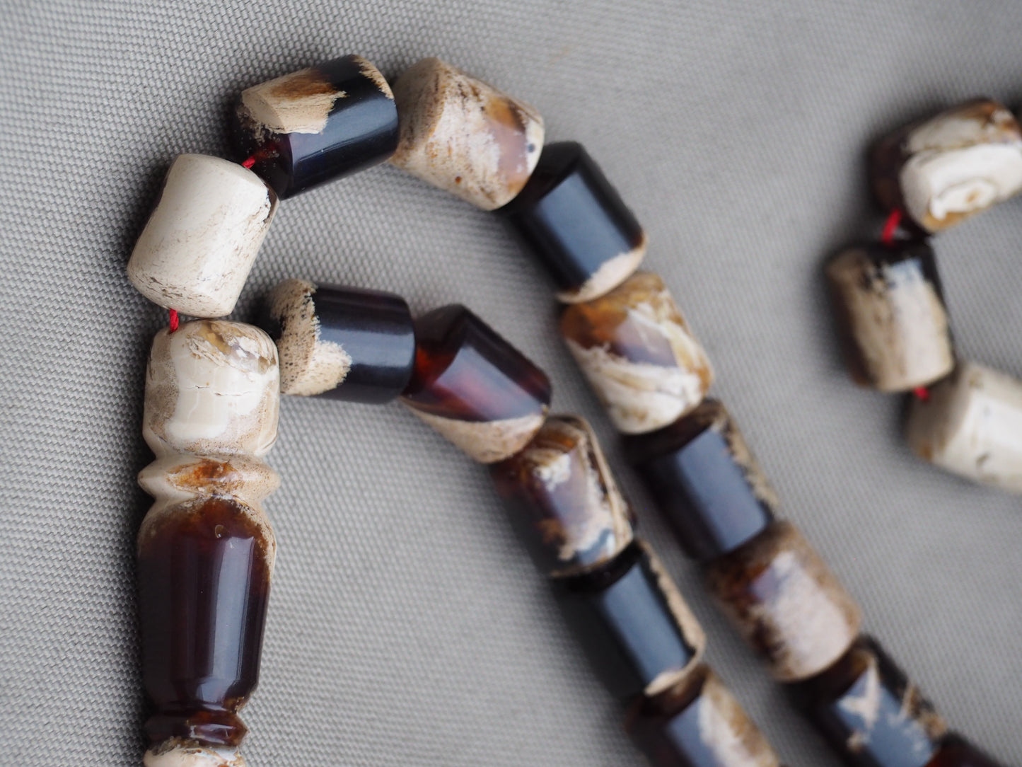 Indonesian Zebra/ Blue Amber Natural Barrel Shape Rosary 96g