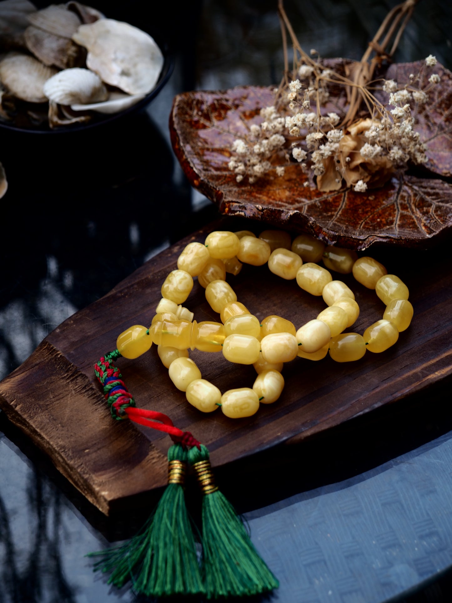 Natural Butterscotch Amber Barrel Shape Rosary Prayer Beads