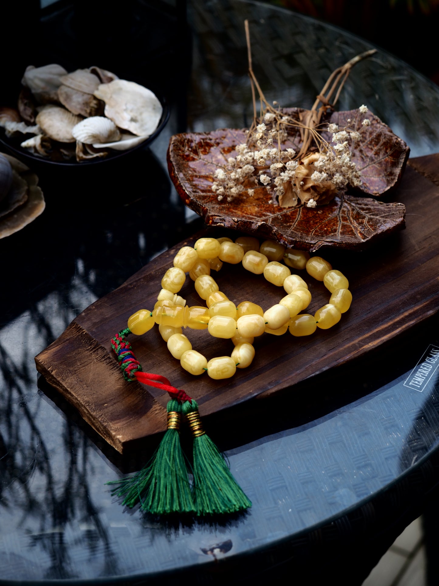 Natural Butterscotch Amber Barrel Shape Rosary Prayer Beads