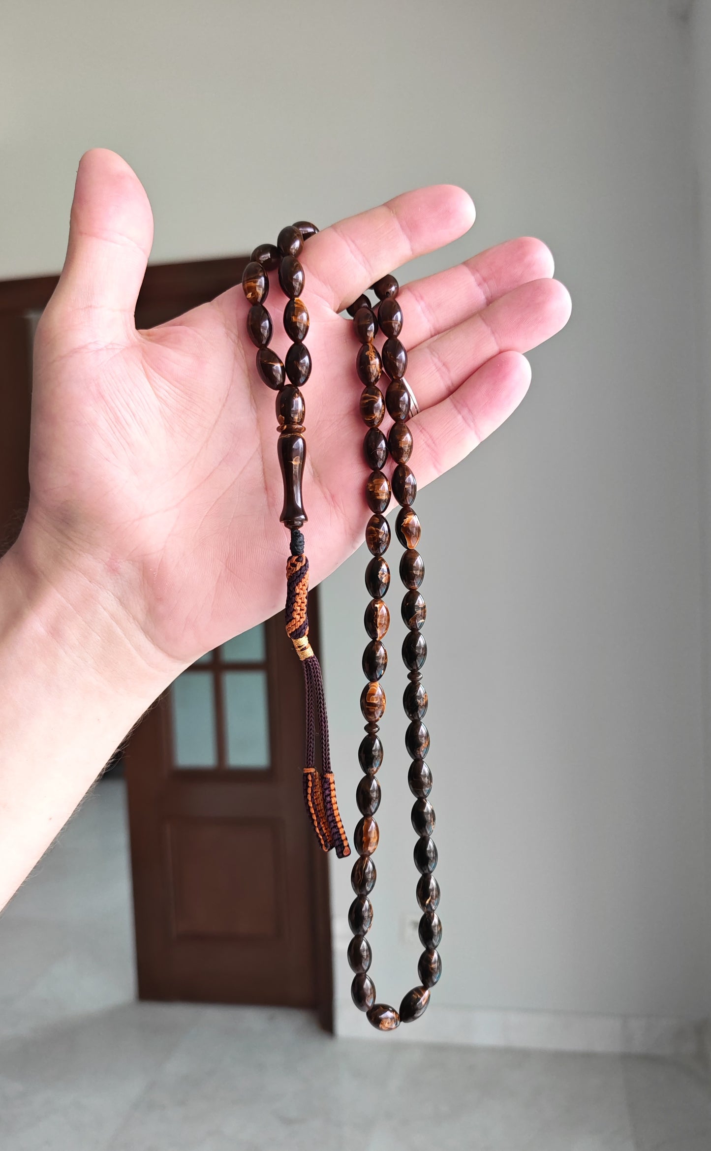 Galaxy Brown Bakelite Tasbih | 51 Olive Beads | Checkers Origin | 30.8g