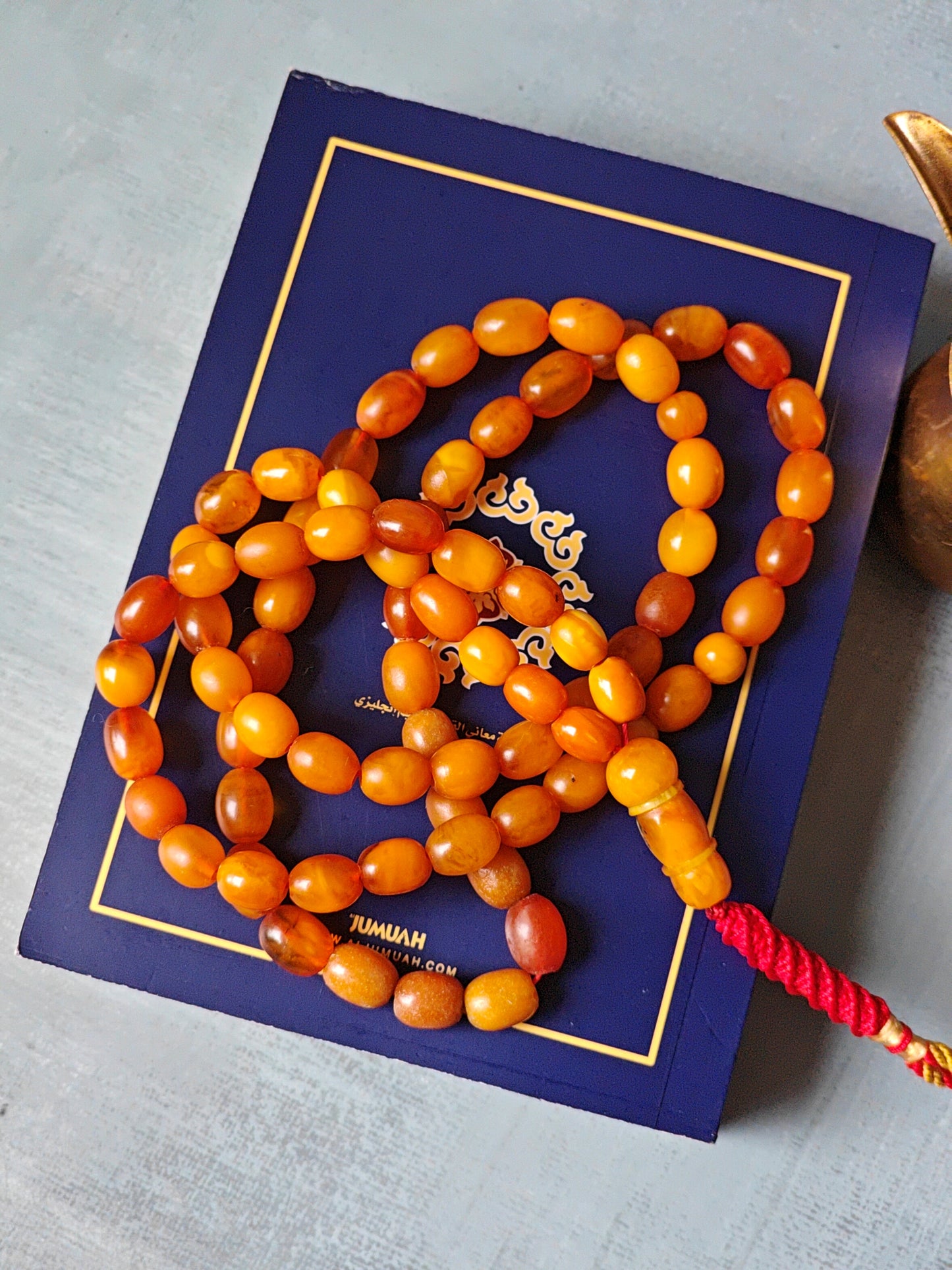 Natural Old German Olive / Barrel Shaped Amber Rosary 75 Beads 31g