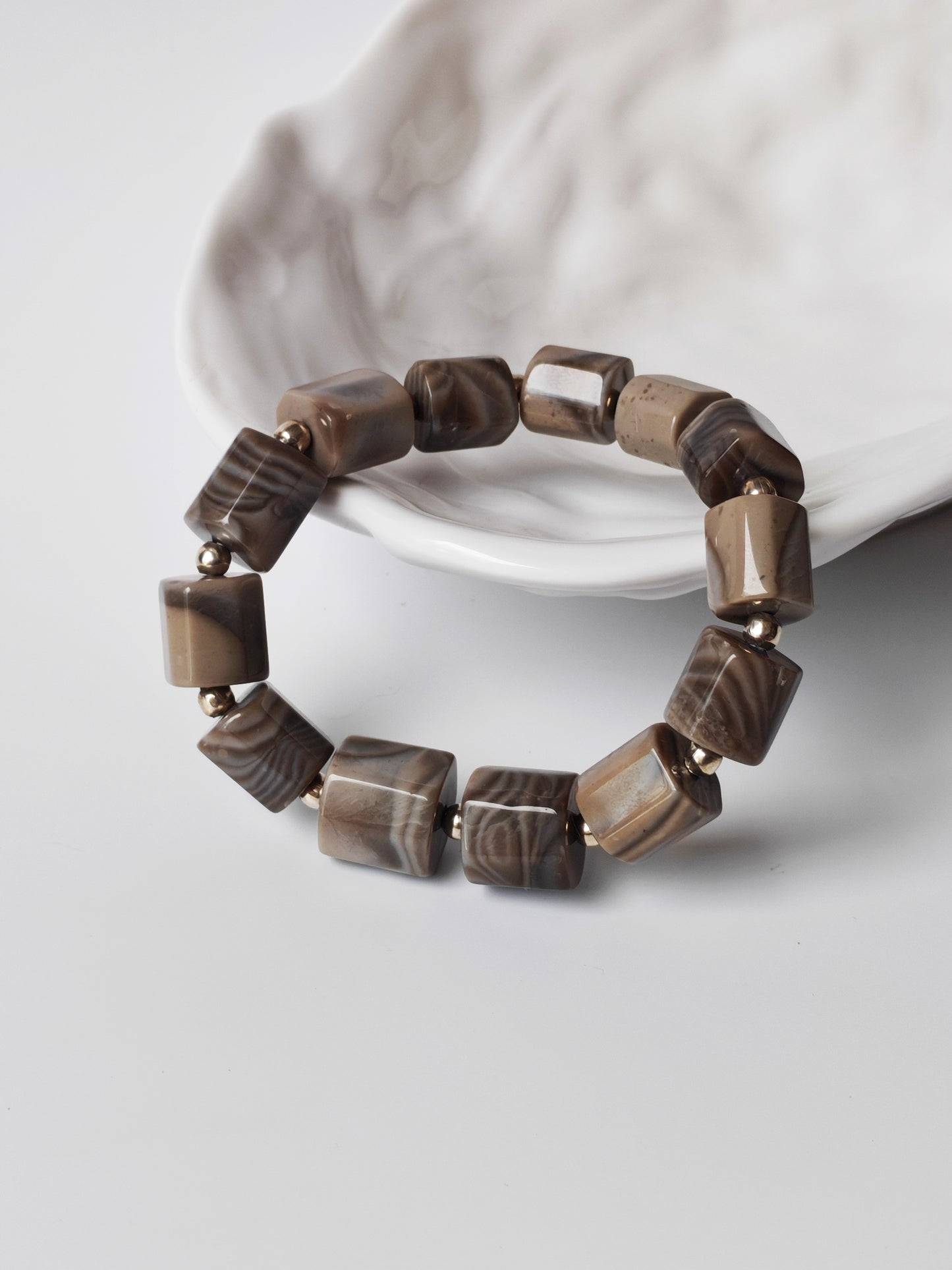 Striped Flint Stone Bracelet | One-of-a-Kind Handmade Piece