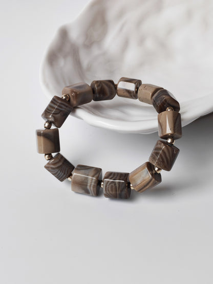 Striped Flint Stone Bracelet | One-of-a-Kind Handmade Piece