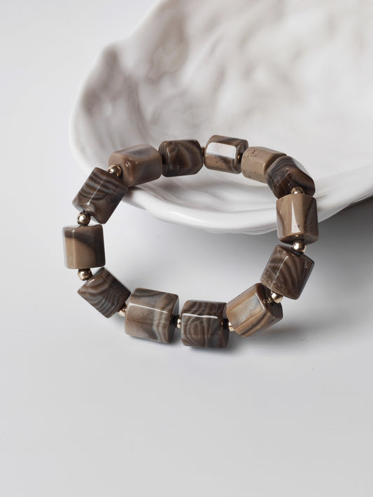 Striped Flint Stone Bracelet | One-of-a-Kind Handmade Piece
