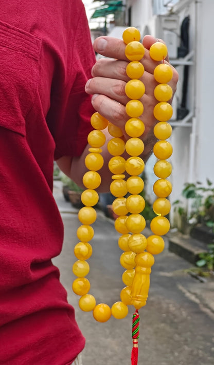 Unique Huge Natural Butterscotch Amber Prayer Beads 54 Beads + spare 233g