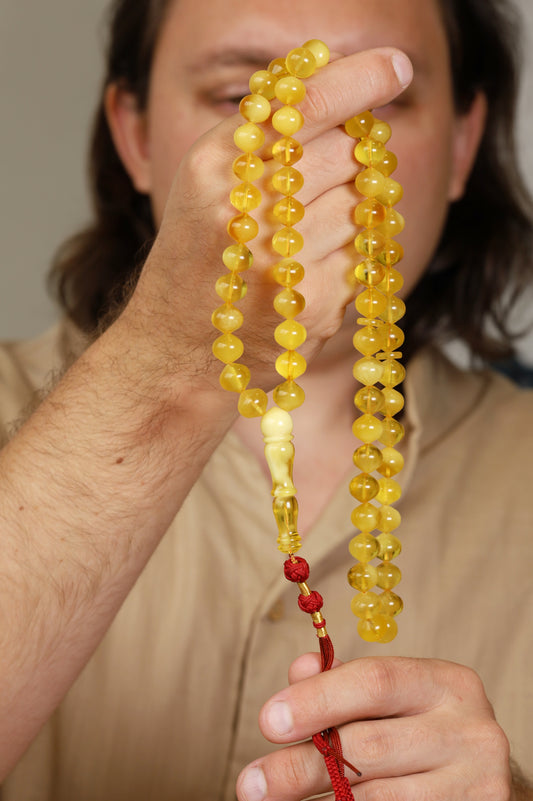 Unique Multicolor Amber Misbah – 66 Beads Istanbul Shape