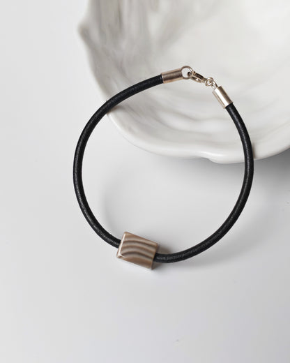 Striped Flint Stone & Leather Bracelet