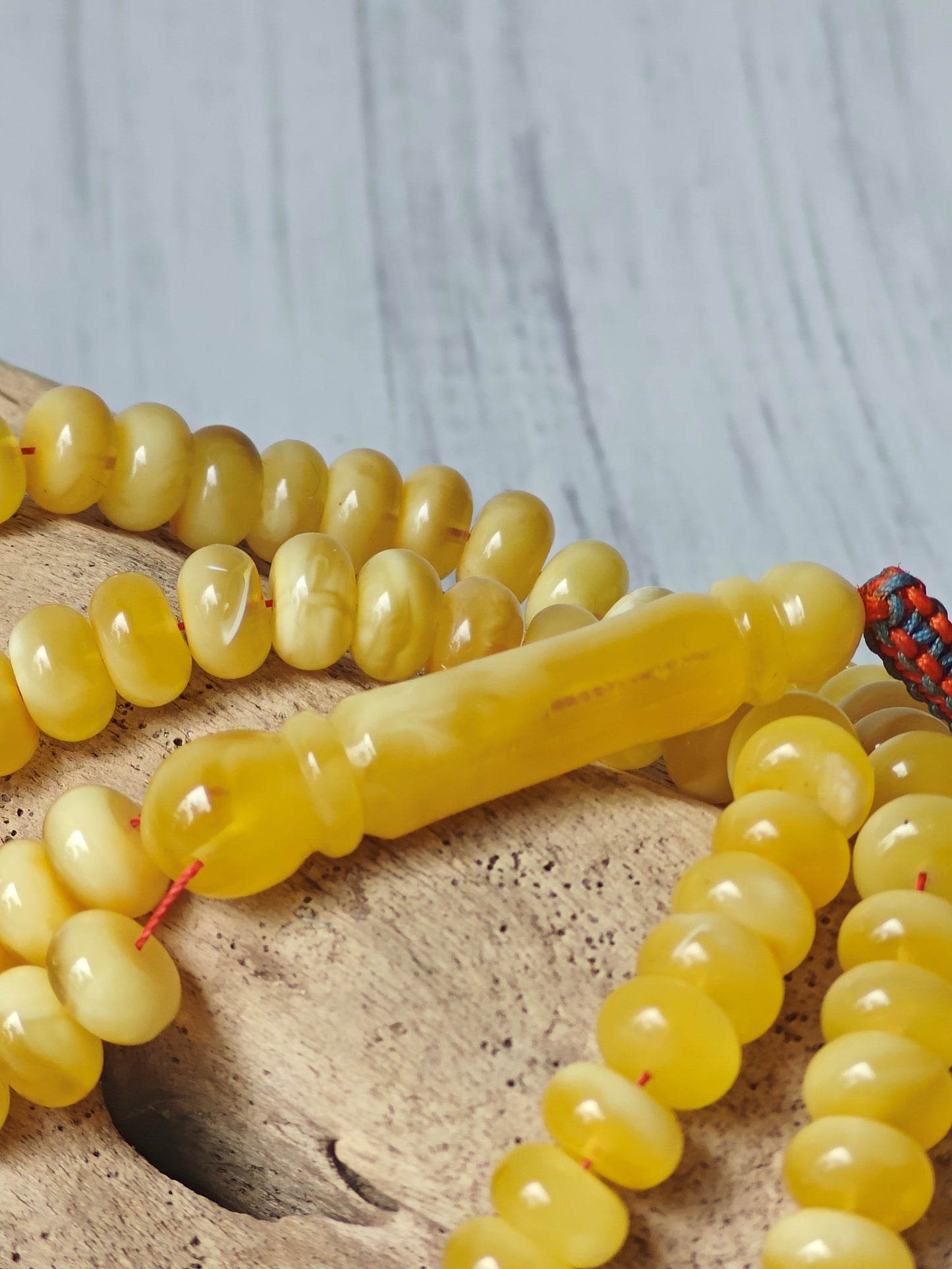 Half-Half Baltic Amber Misbah | 117 Donut-Shaped Beads