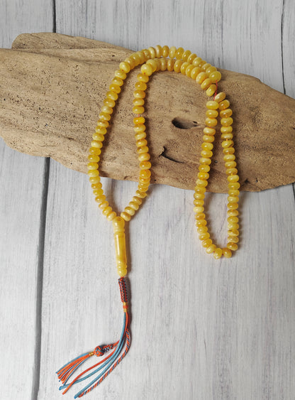 Half-Half Baltic Amber Misbah | 117 Donut-Shaped Beads