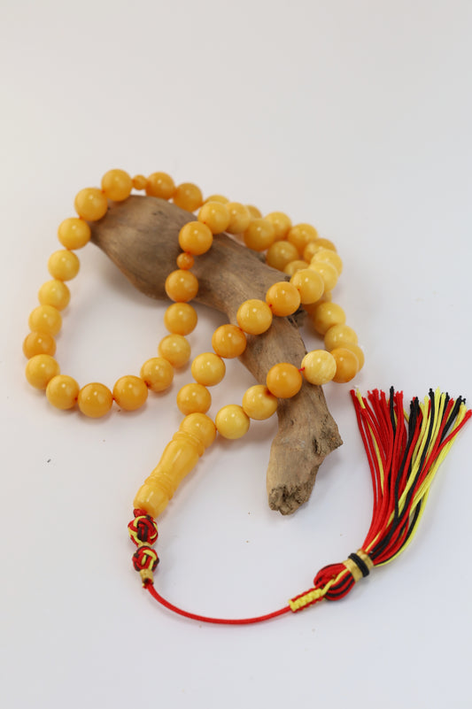 Vintage Aged Butterscotch Amber Rosary – 45 Beads | Pocket Size