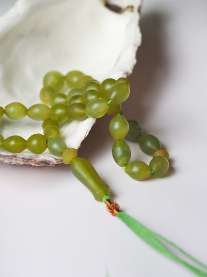 Natural Cloudy Olive Shah Maqsood Olive Shape Misbah 33 Beads