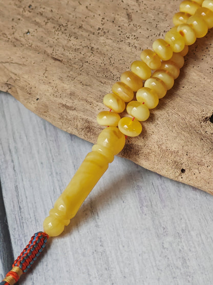 Half-Half Baltic Amber Misbah | 117 Donut-Shaped Beads