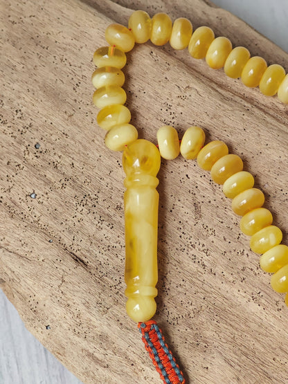 Half-Half Baltic Amber Misbah | 117 Donut-Shaped Beads