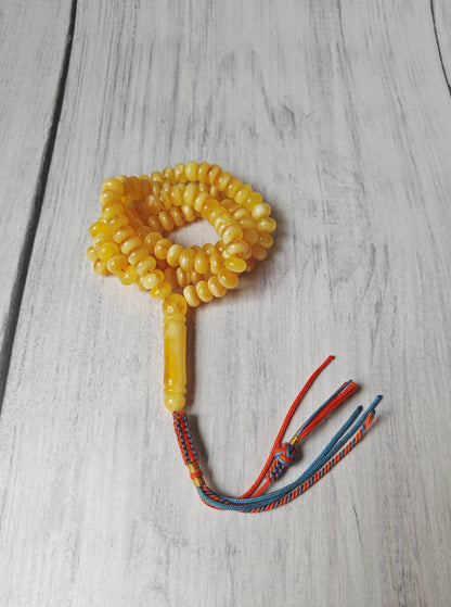 Half-Half Baltic Amber Misbah | 117 Donut-Shaped Beads