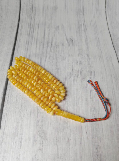 Half-Half Baltic Amber Misbah | 117 Donut-Shaped Beads