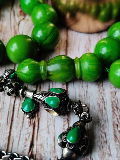 Green American Bakelite Rosary 33 Beads