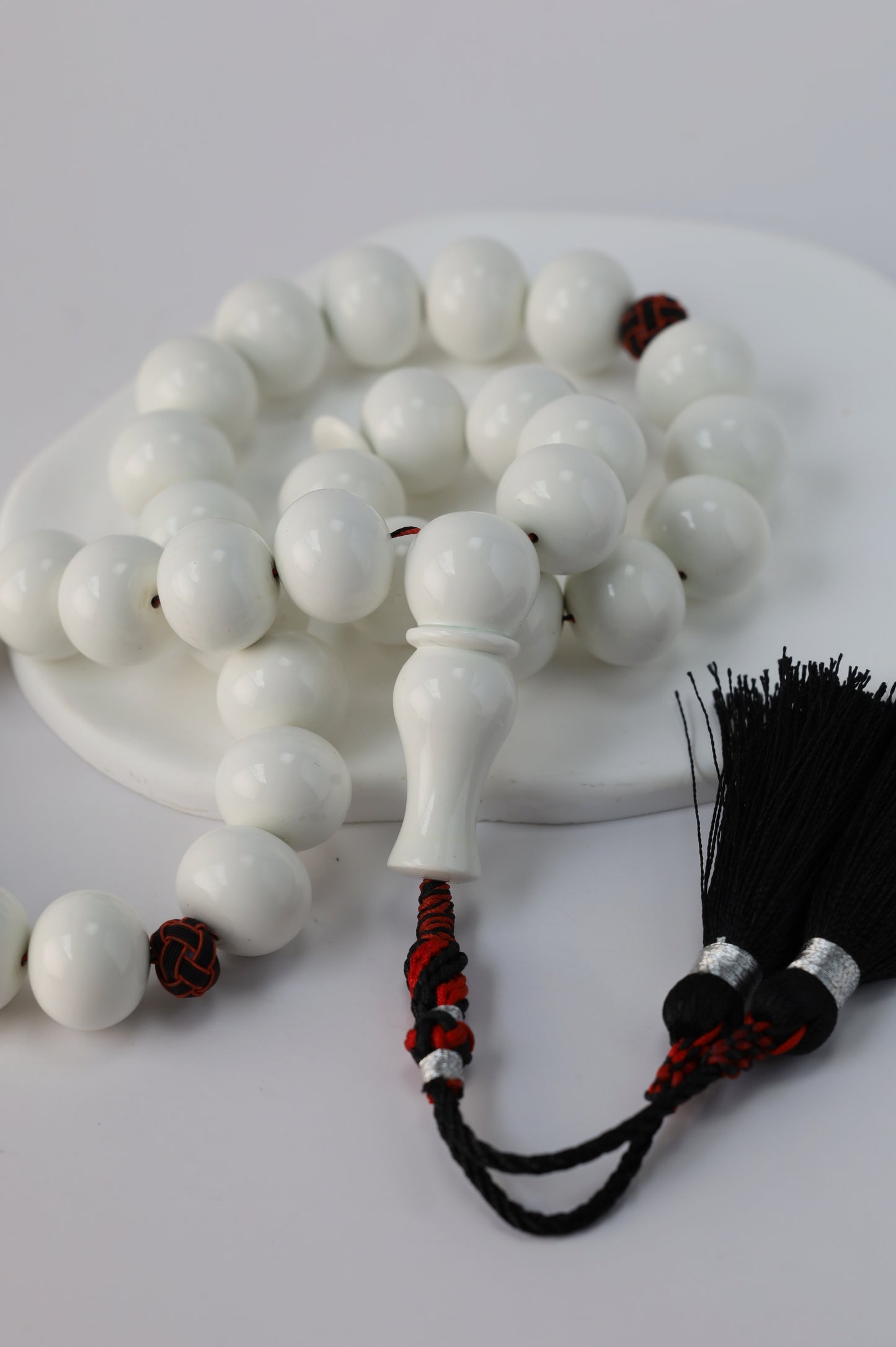 Rare White French Galalith Misbah – 33 Donut Beads