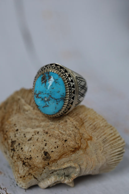 Natural Persian Turquoise Ring | Handcrafted in Iraq