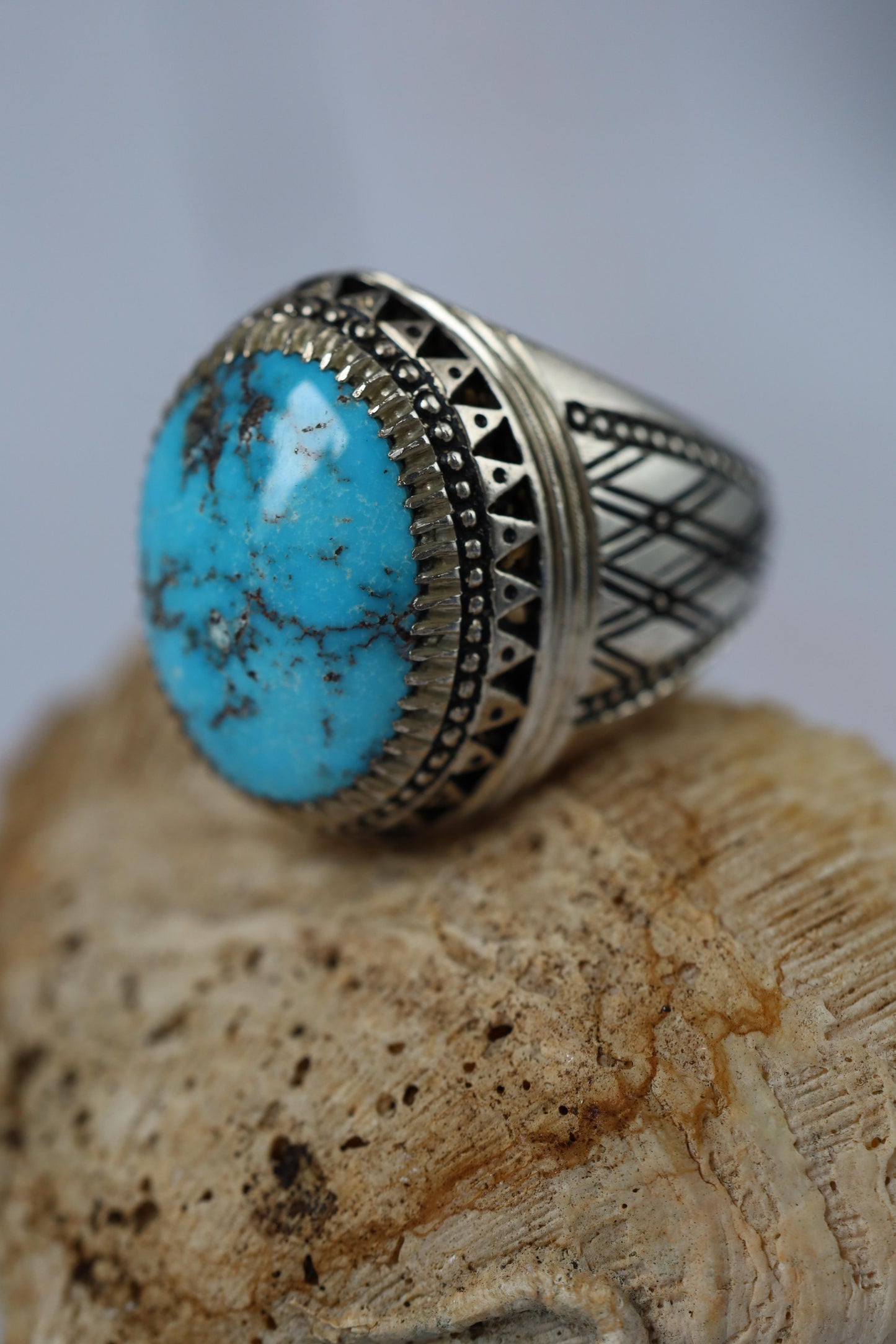Natural Persian Turquoise Ring | Handcrafted in Iraq