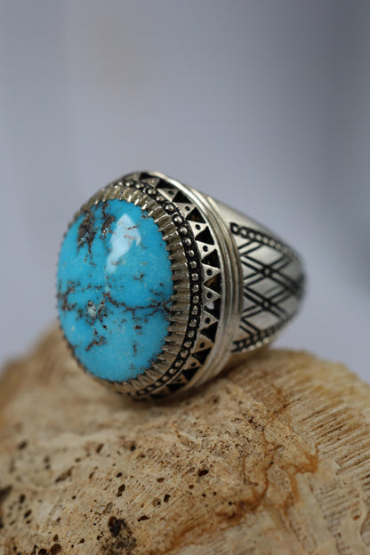Natural Persian Turquoise Ring | Handcrafted in Iraq