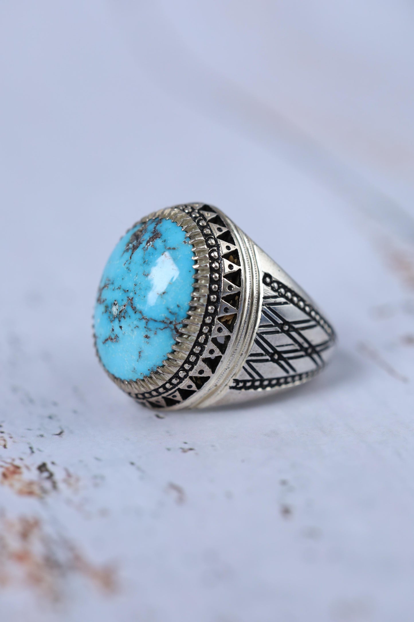 Natural Persian Turquoise Ring | Handcrafted in Iraq