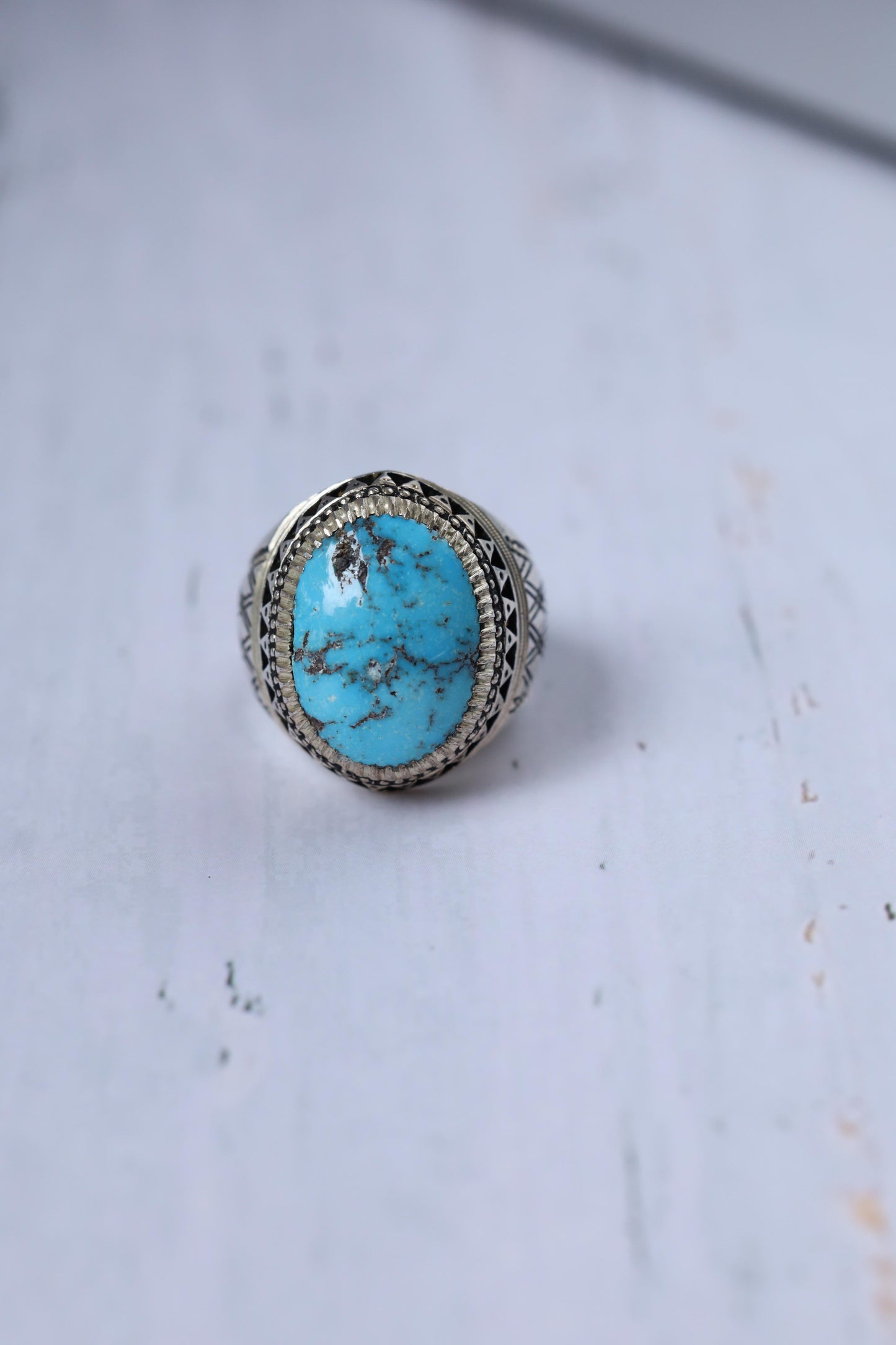 Natural Persian Turquoise Ring | Handcrafted in Iraq