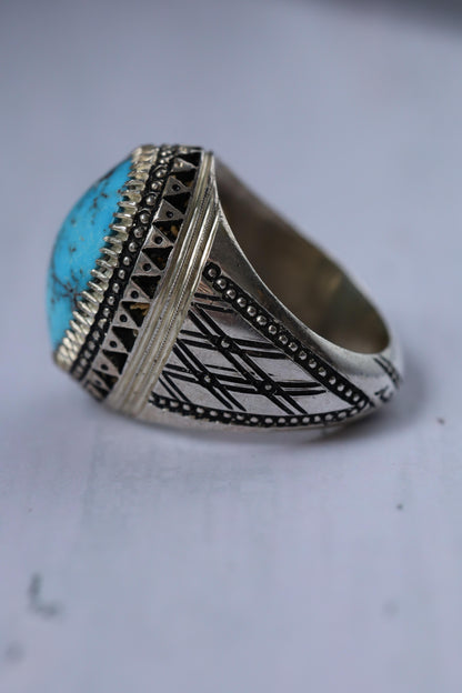 Natural Persian Turquoise Ring | Handcrafted in Iraq