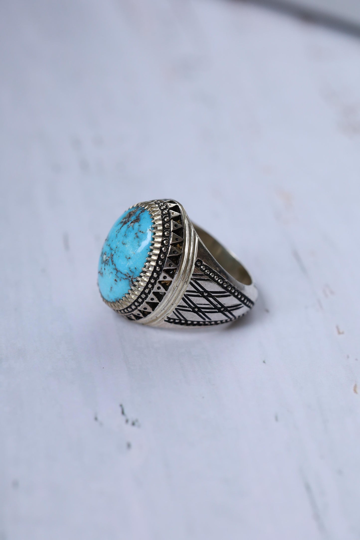Natural Persian Turquoise Ring | Handcrafted in Iraq