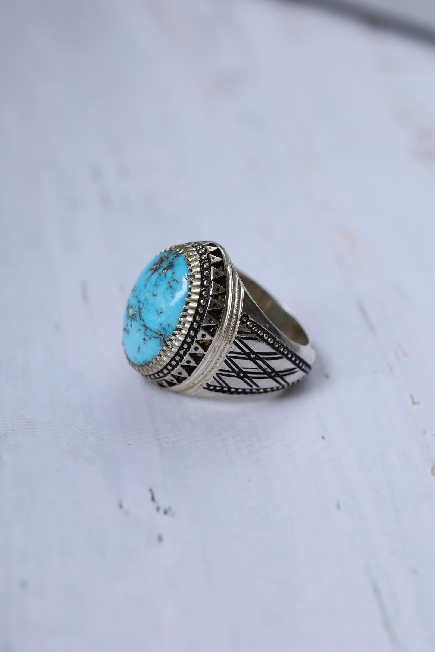 Natural Persian Turquoise Ring | Handcrafted in Iraq