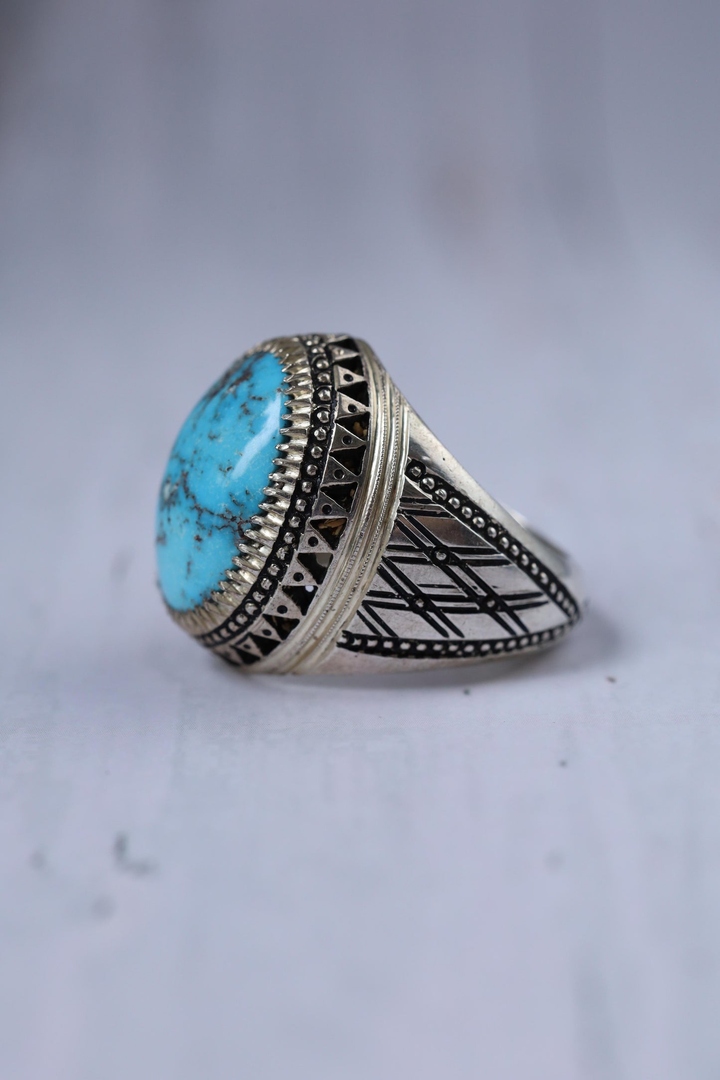 Natural Persian Turquoise Ring | Handcrafted in Iraq