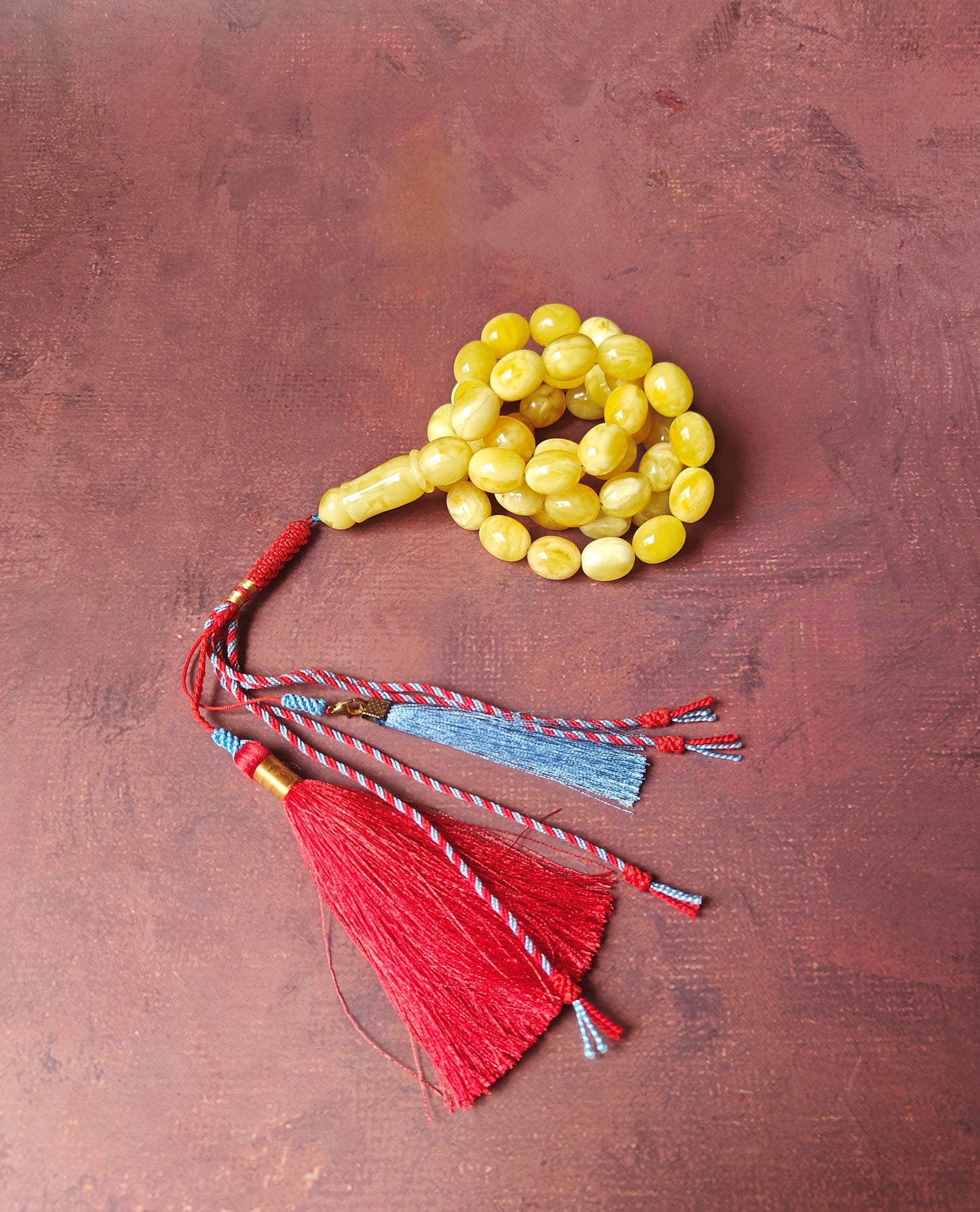 Super Baltic Amber Rosary | 55 Pigeon Egg–Shaped Beads, Butterscotch & Royal White