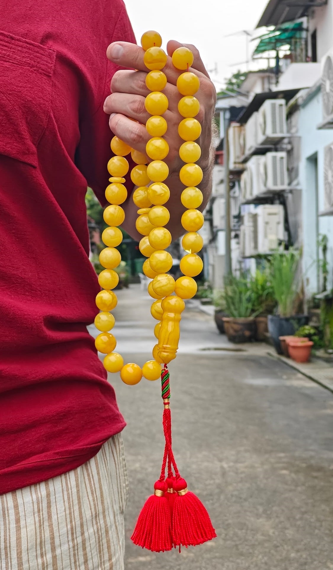 Unique Huge Natural Butterscotch Amber Prayer Beads 54 Beads + spare 233g