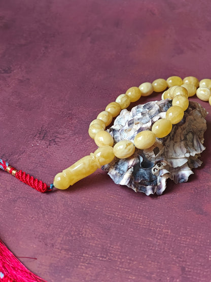 Super Baltic Amber Rosary | 55 Pigeon Egg–Shaped Beads, Butterscotch & Royal White