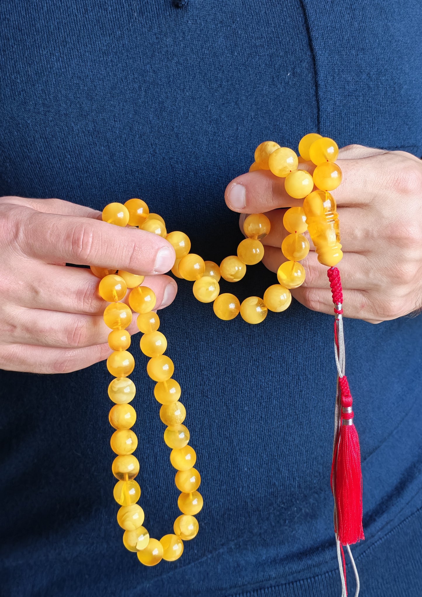 Large Aged Baltic Amber Rosary with Half-Half imami | 55 Beads | Collectible Piece