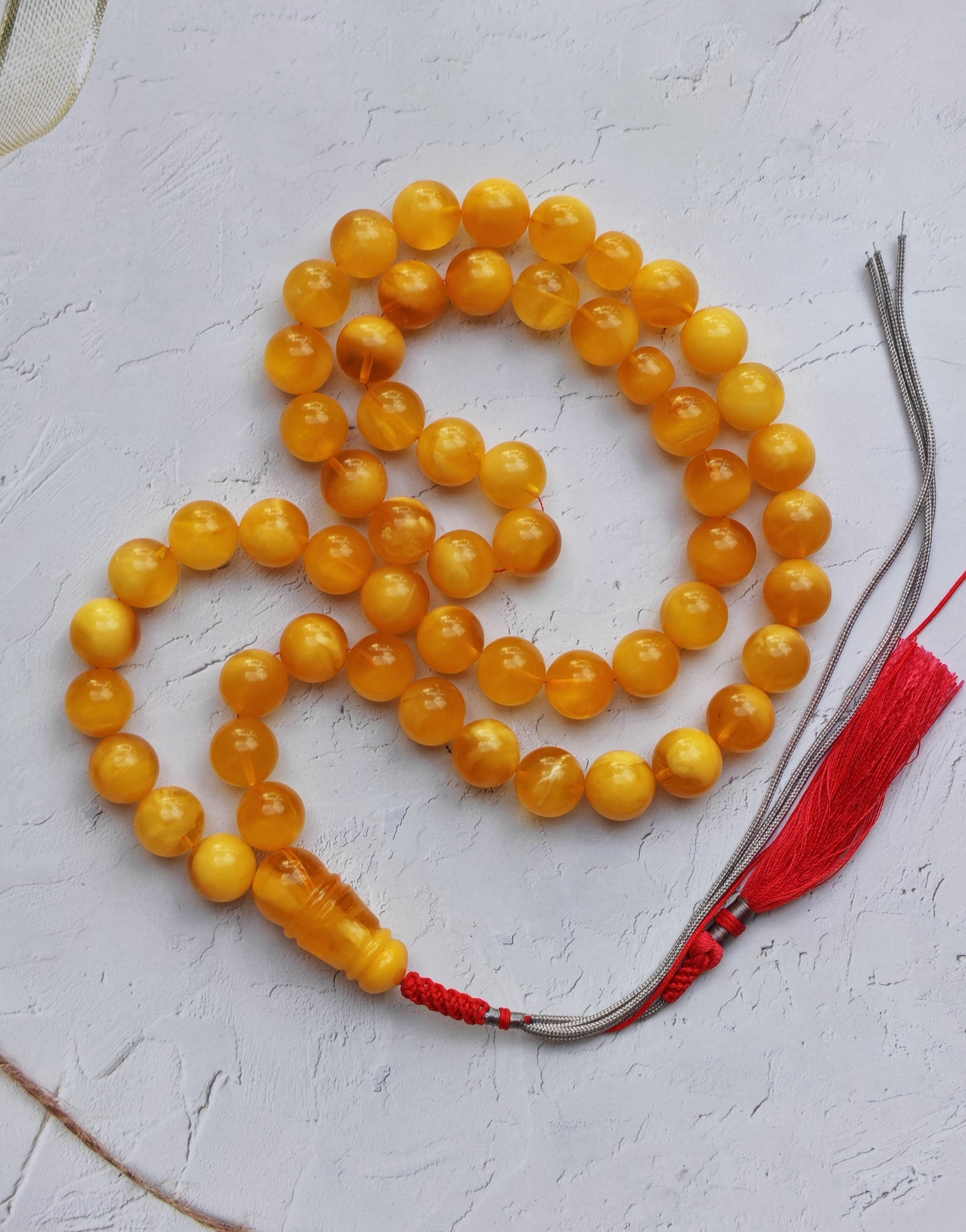 Large Aged Baltic Amber Rosary with Half-Half imami | 55 Beads | Collectible Piece