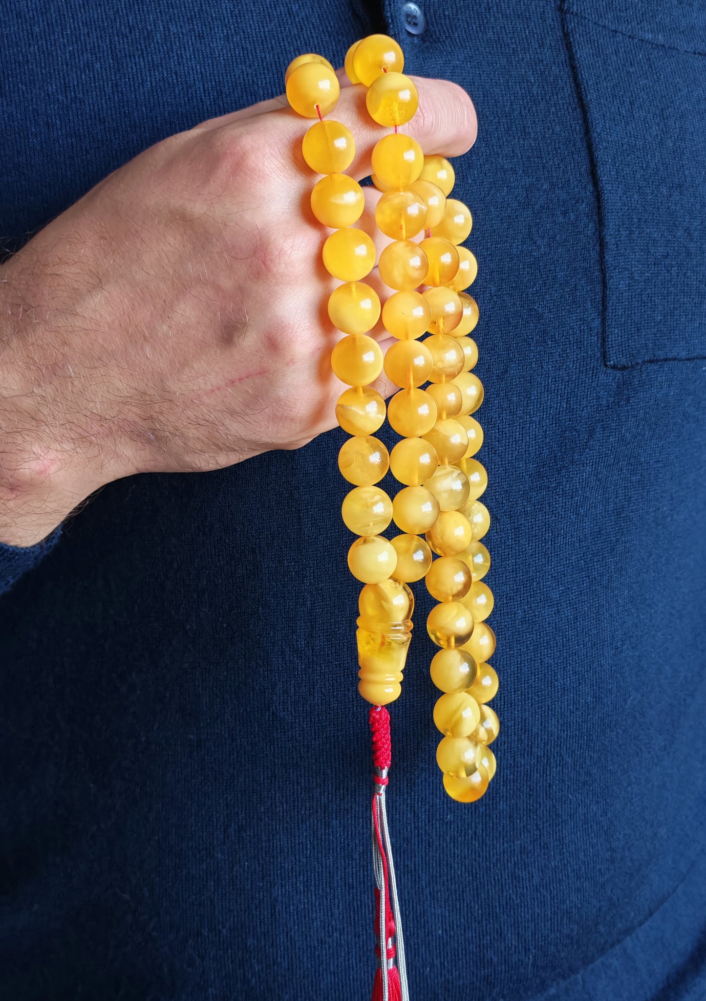 Large Aged Baltic Amber Rosary with Half-Half imami | 55 Beads | Collectible Piece