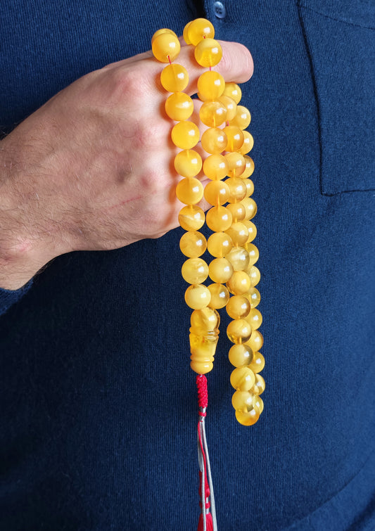 Large Aged Baltic Amber Rosary with Half-Half imami | 55 Beads | Collectible Piece