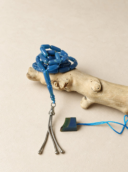 American Bakelite Rosary | 45 Capsule Beads | Micro Size | Blue Moon