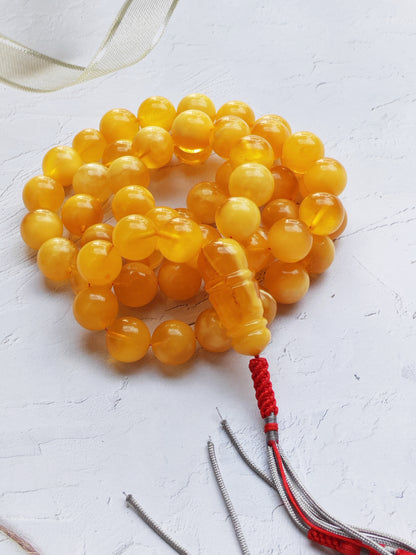 Large Aged Baltic Amber Rosary with Half-Half imami | 55 Beads | Collectible Piece