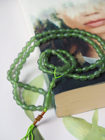 Moss Green Natural Shah Maqsood Rosary 99 Beads Olive Shape