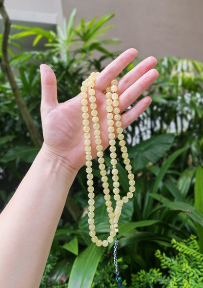 Super Bright Milk Newly Crafted Amber Misbah 99 Beads | 7.5 mm