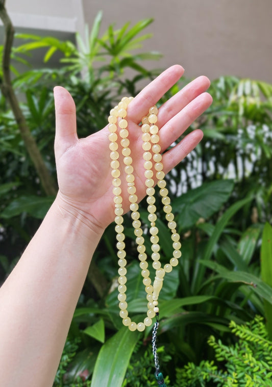 Super Bright Milk Newly Crafted Amber Misbah 99 Beads | 7.5 mm