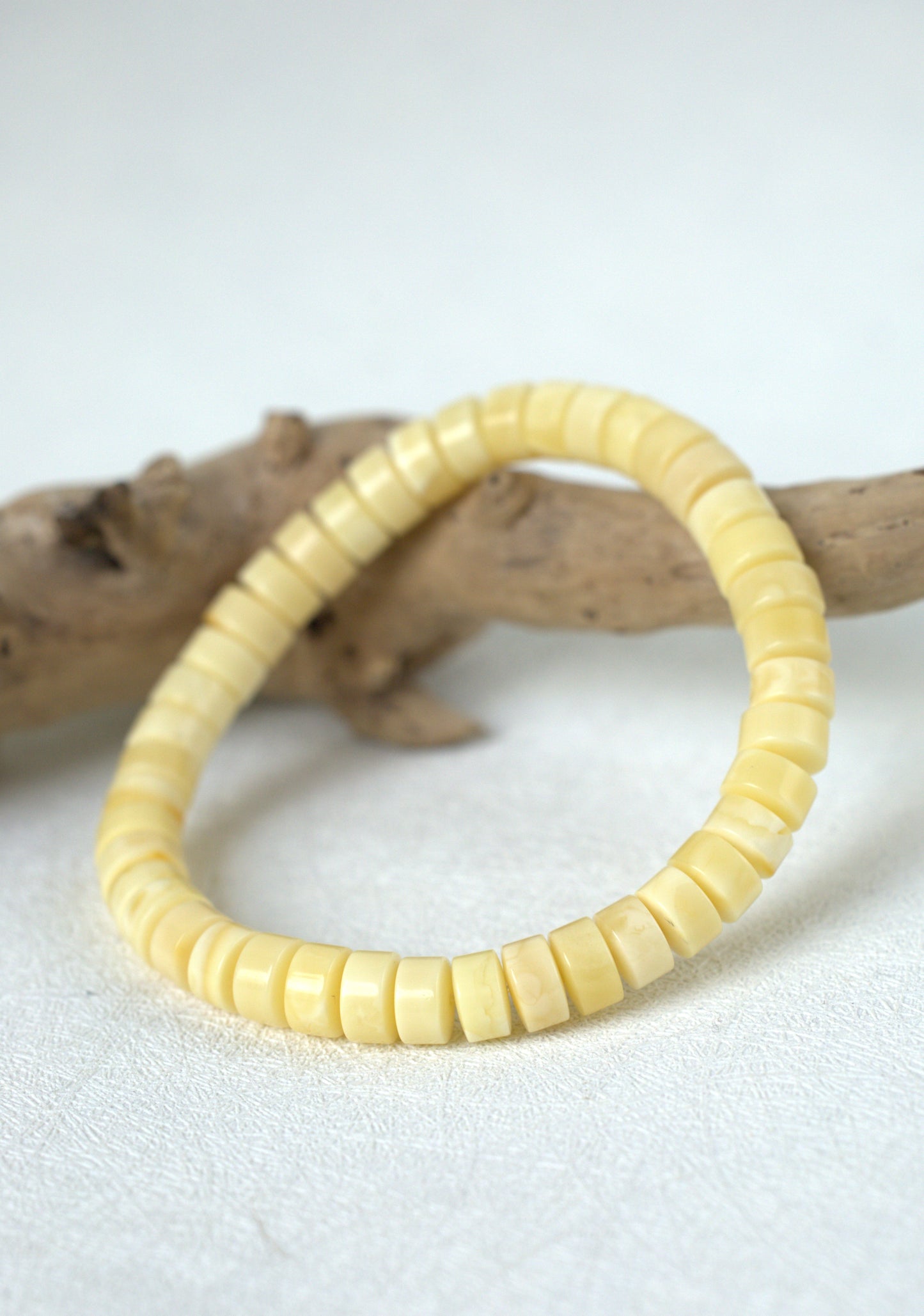Milk & White Amber Bracelet | Donut Beads