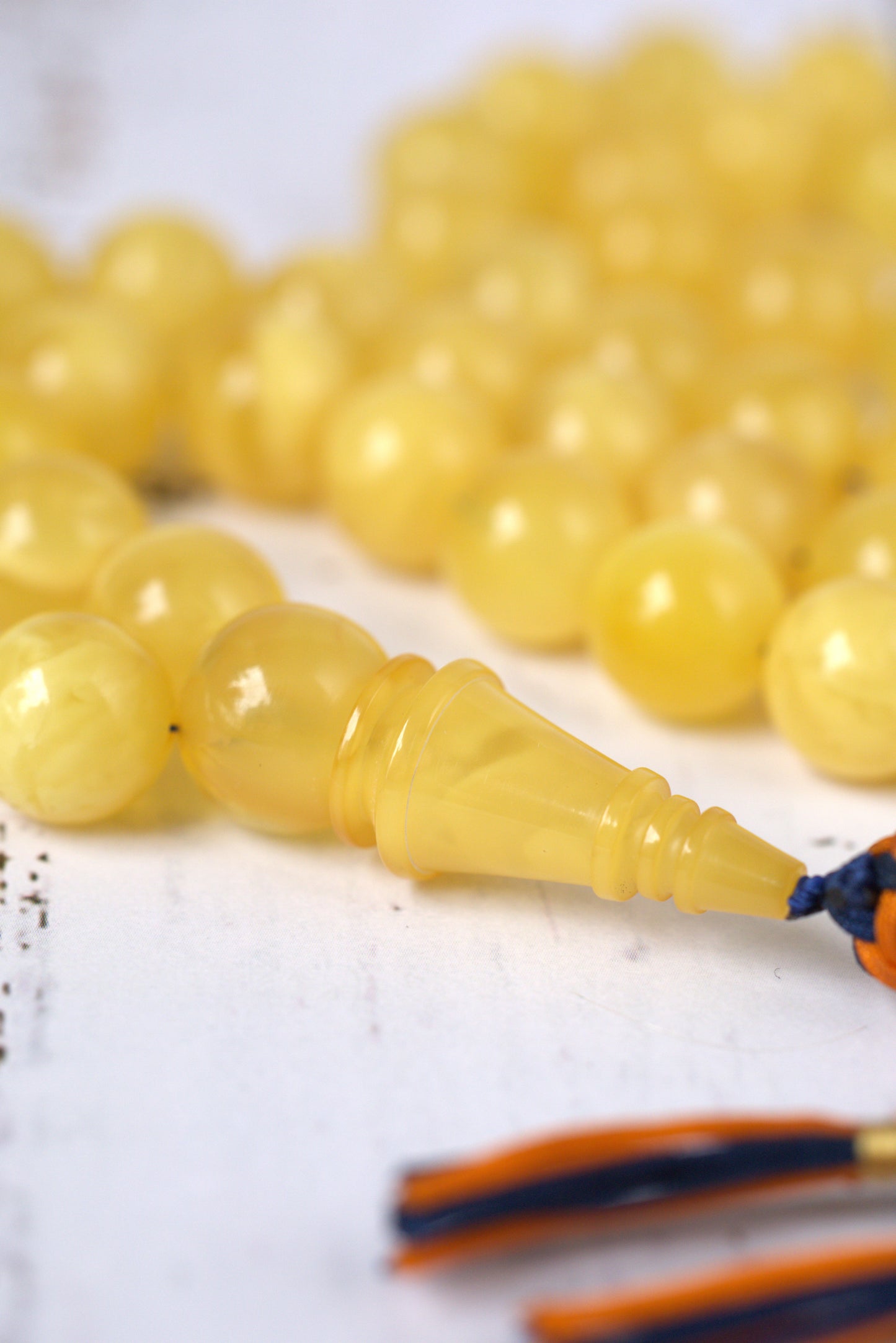 Cloudy Smoky Butterscotch Amber Rosary – 54 Beads | Collector’s Statement Piece