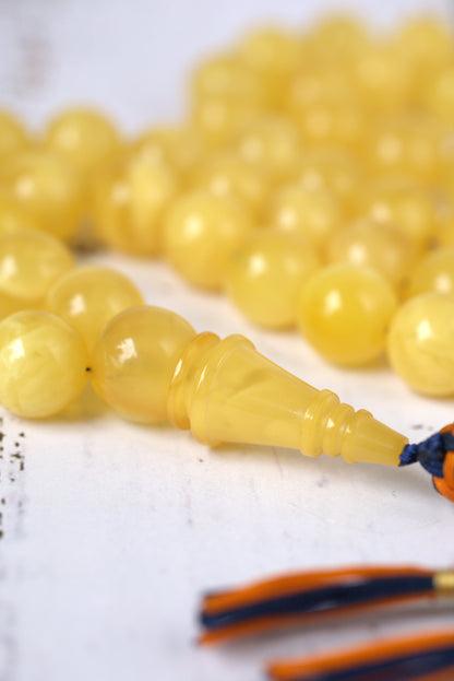 Cloudy Smoky Butterscotch Amber Rosary – 54 Beads | Collector’s Statement Piece
