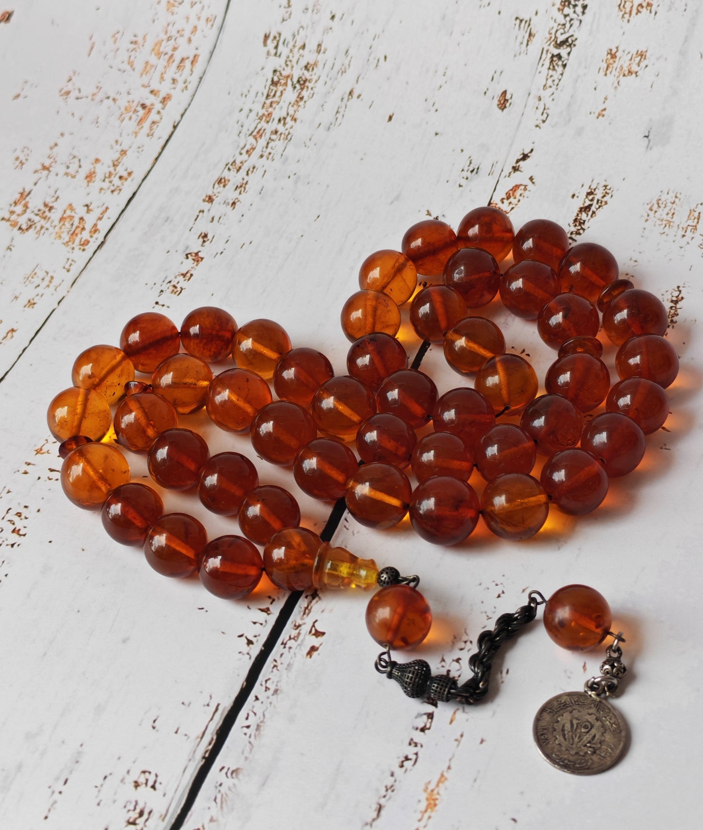Antique Melted Baltic Amber Rosary | Kaliningrad Origin | Jumbo Size | 47 Beads