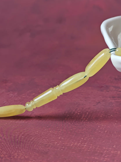 Long Baltic Amber Rosary | 45+2 Semi-Transparent Butterscotch Long Barrel Beads