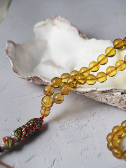Natural Green Dominican Amber Pocket Size Rosary 99 Beads
